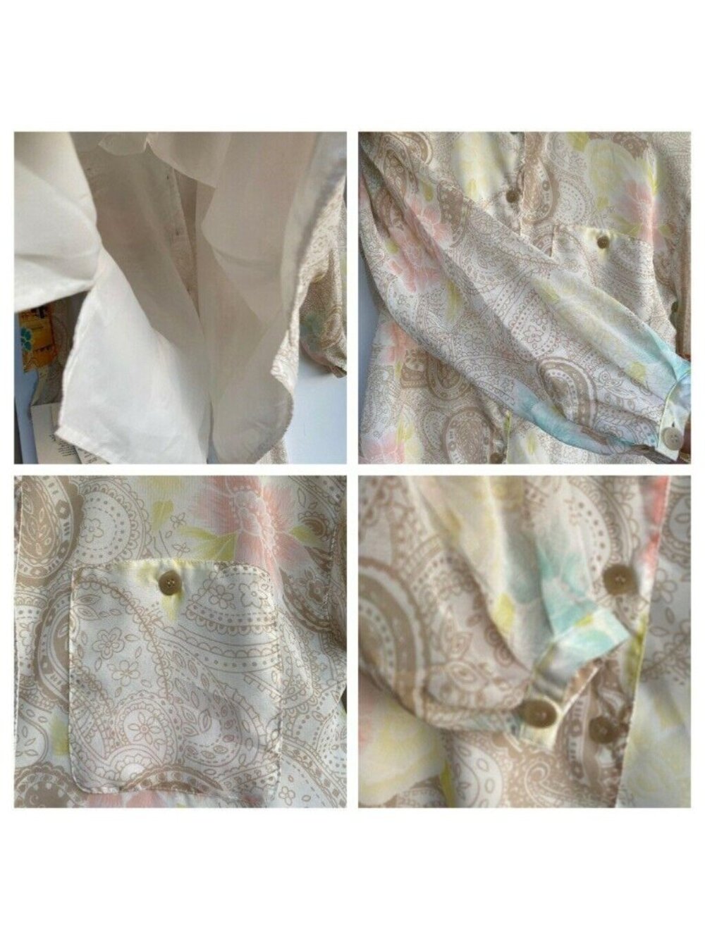 CHAUS 2Pc Blouse Skirt Set M Costal Grandmacore Lined Paisley Shldr Pads Vtg 90s - Picture 9 of 12